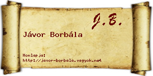 Jávor Borbála névjegykártya